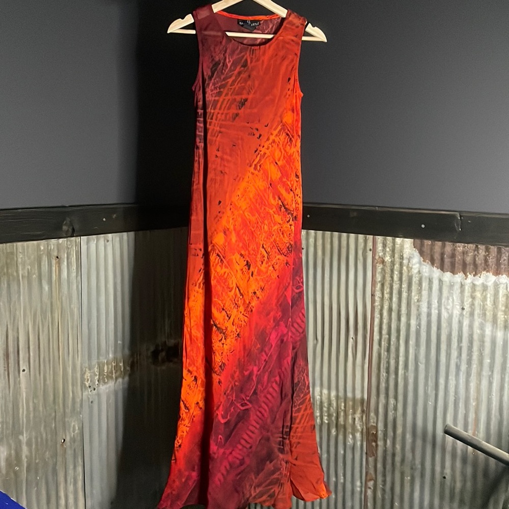 Never worn! Red orange black maxi dress